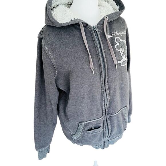 Disney Parks Walt Disney World 71 gray Sherpa lined hoodie size L. - Picture 6 of 9